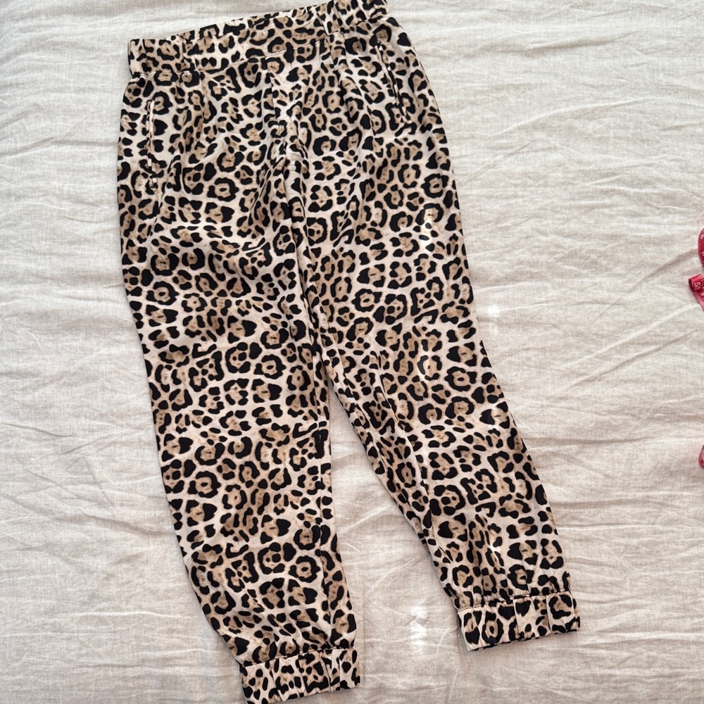 ATM Leopard Print Silk Jogger Pants, S